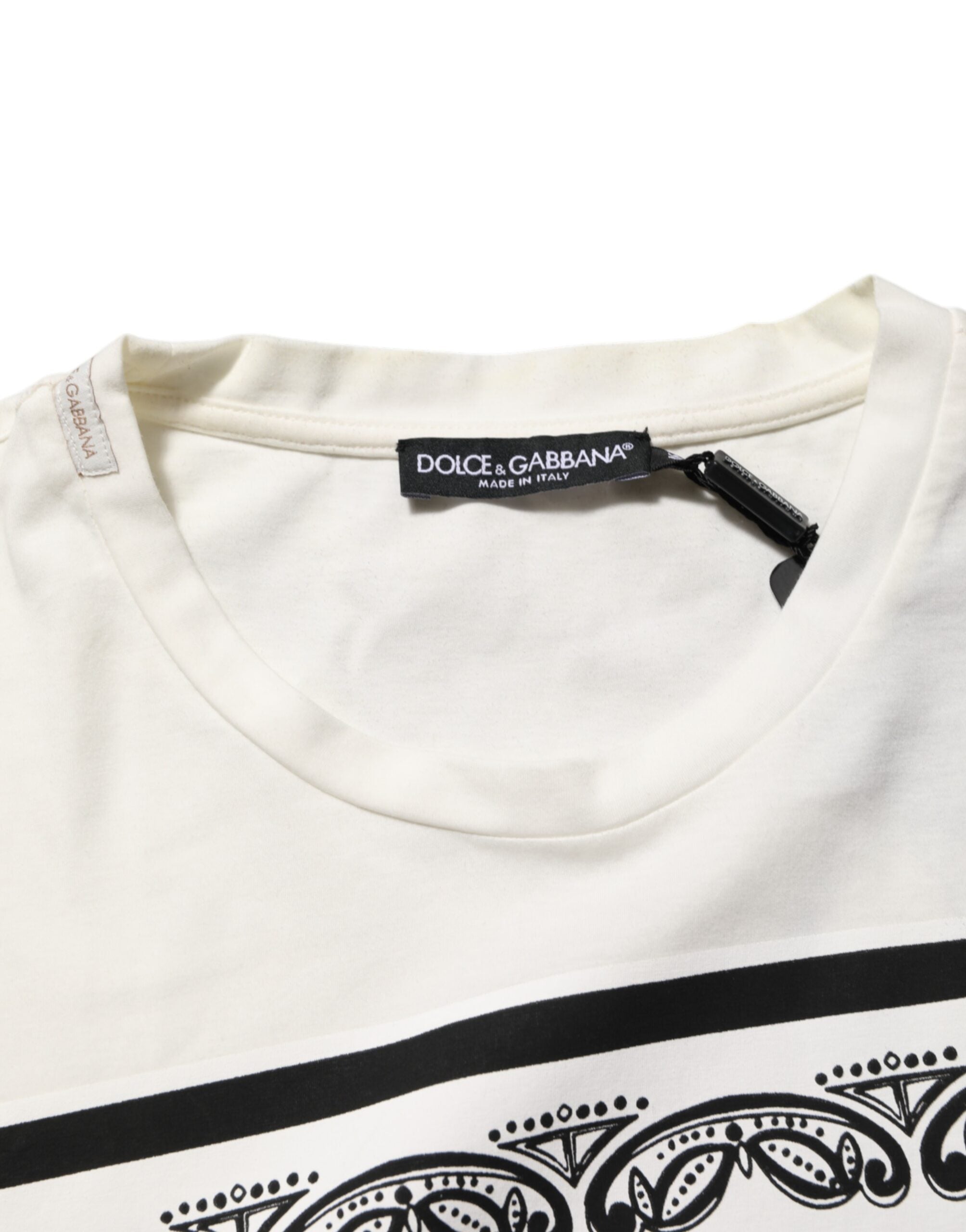 Hvit bomullslogo bandana-trykk herre-T-skjorte