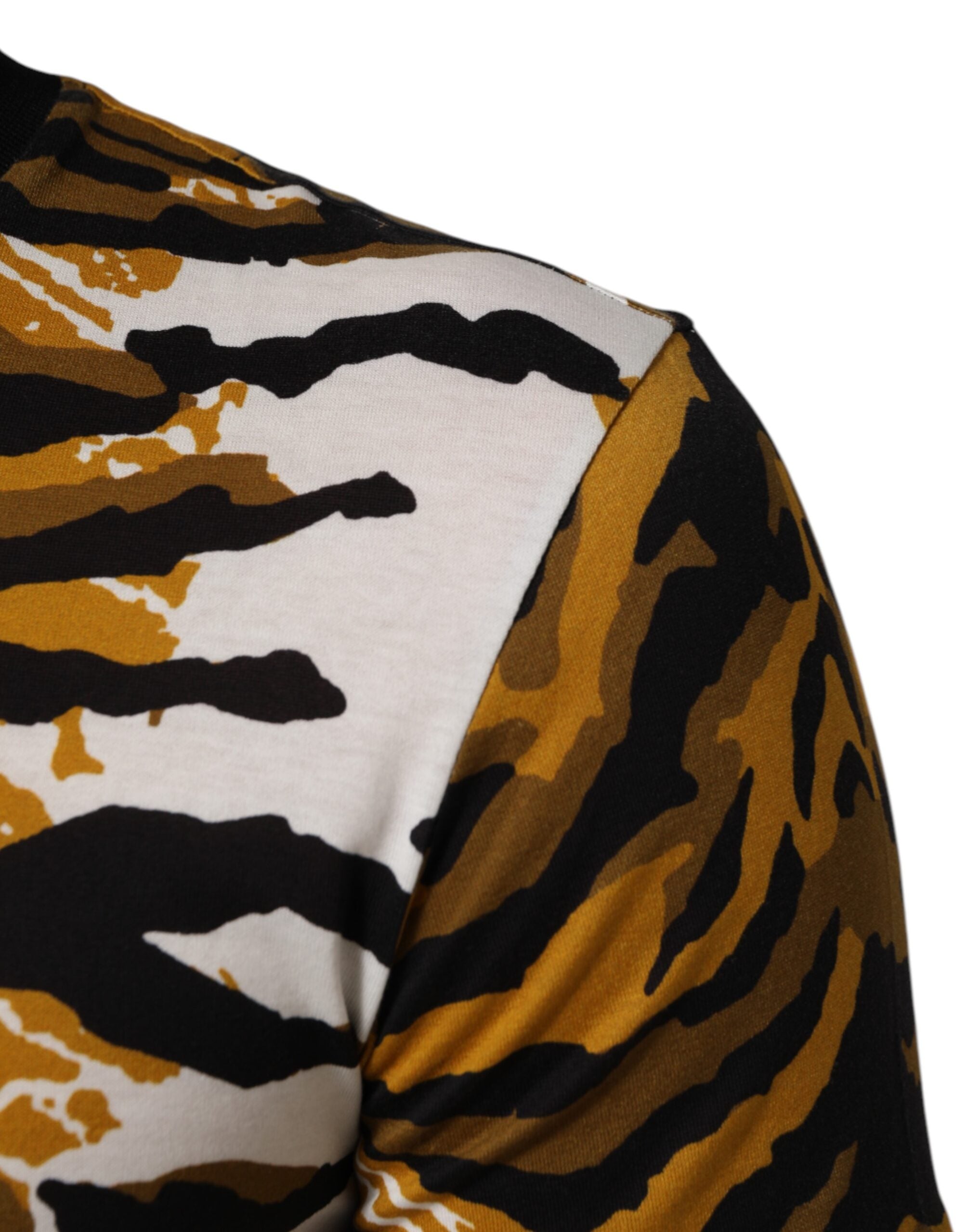 Flerfarget leopard palmeblad herre t-skjorte med rund hals