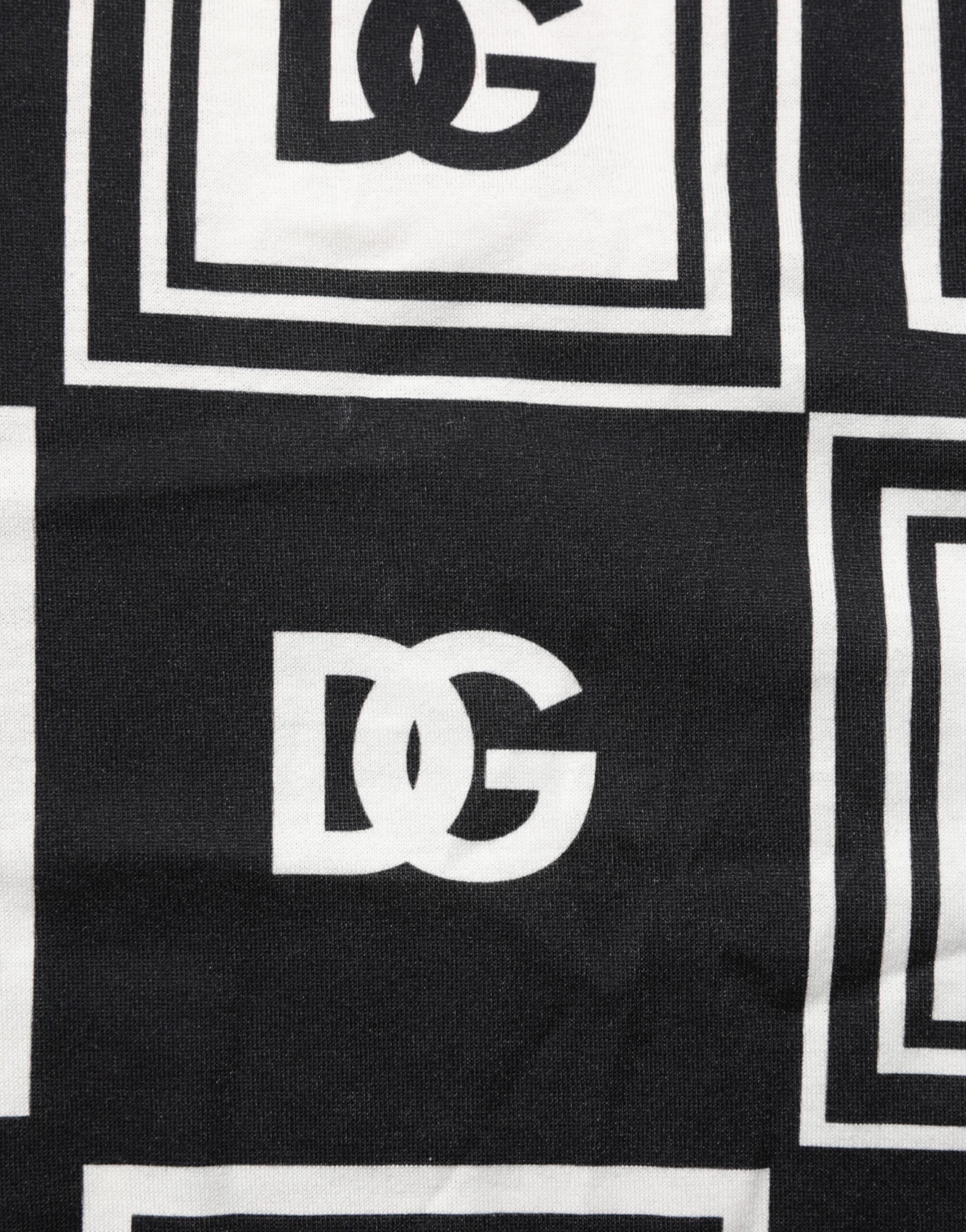 Svart Logo Monogram Bomulls-T-skjorte med rund hals
