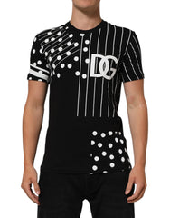 Dolce & Gabbana Black Cotton Polka Dots Round Neck T-shirt