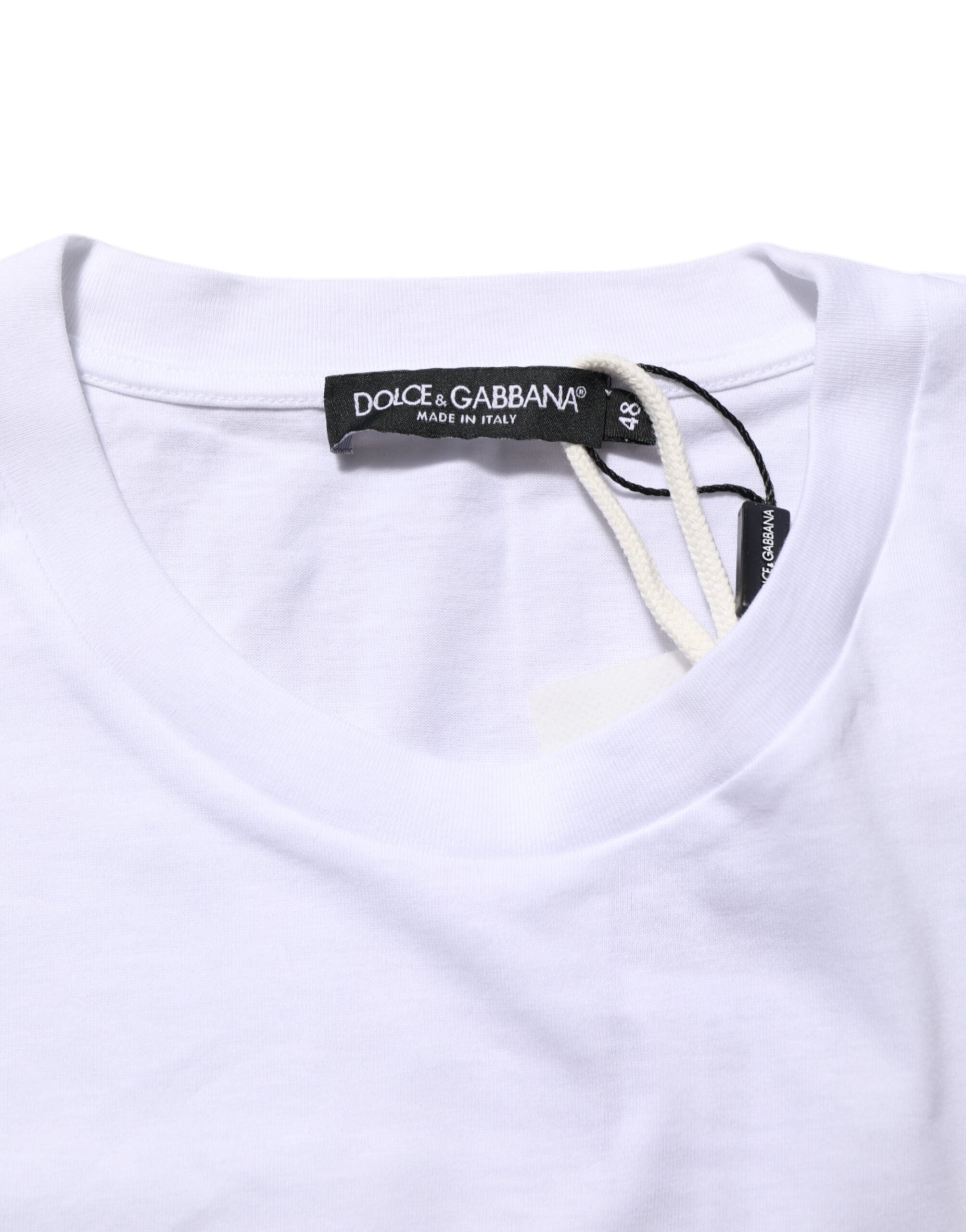 Dolce & Gabbana White Graphic Print Cotton Crew Neck T-shirt
