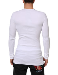 Dolce & Gabbana White Long Sleeves Button Closure T-shirt