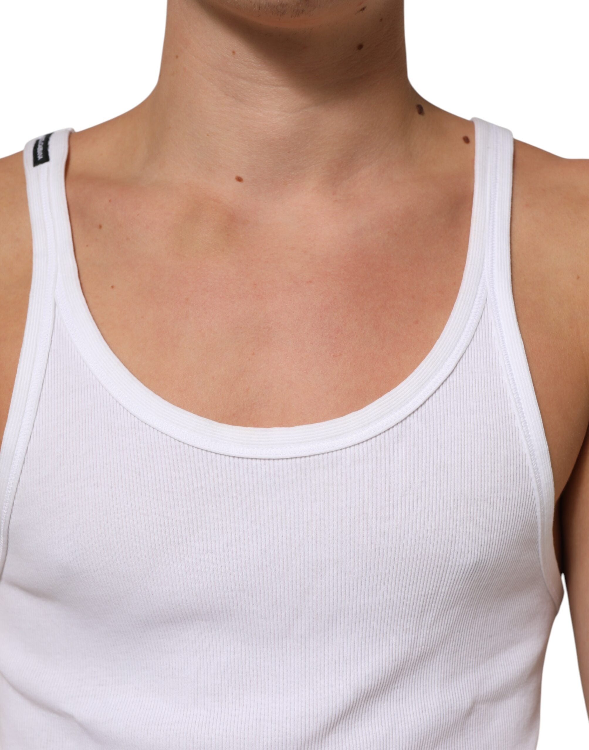 Dolce & Gabbana White Sleeveless Round Neck Tank Top T-shirt