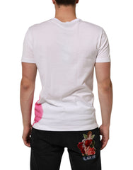 Dolce & Gabbana White Graphic Print Cotton Crew Neck T-shirt