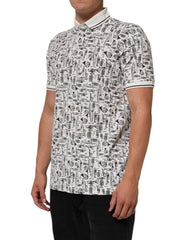 Dolce & Gabbana White Musical Print Collared Polo T-shirt