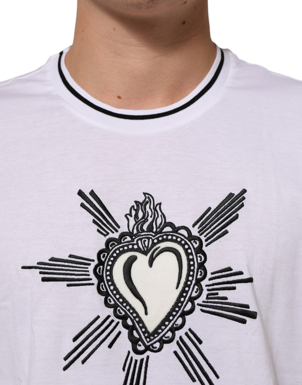 Hvit Sacred Heart kortermet herre-T-skjorte