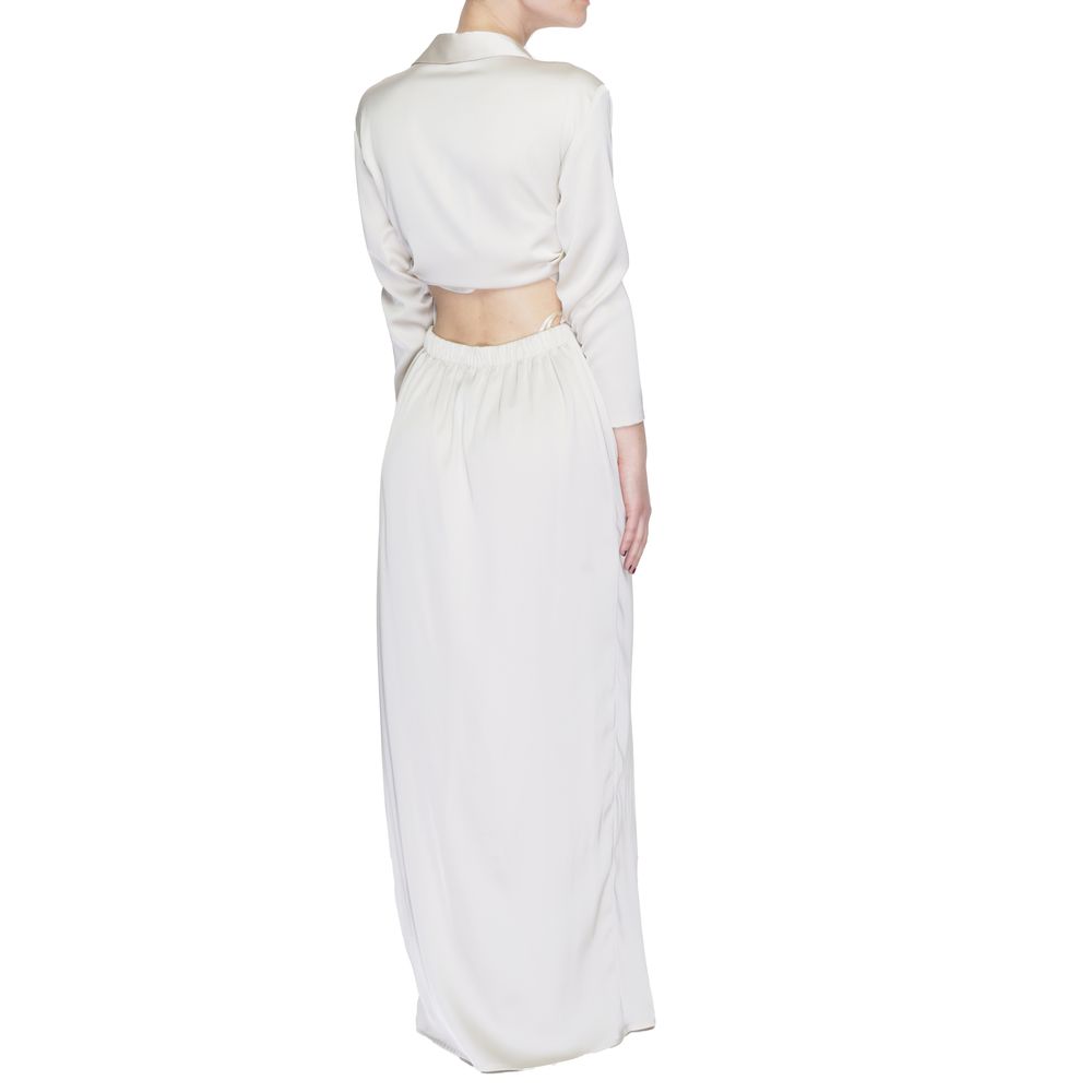 Beige polyester lång