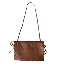 Miu Miu Brown Leather Fur Inner Lining Neck Strap WinterFleece Handwarmer