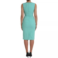 Dolce & Gabbana Green Viscose Sleeveless Sheath Midi Dress