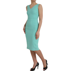 Dolce & Gabbana Green Viscose Sleeveless Sheath Midi Dress