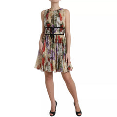 Dolce & Gabbana Beige Floral Sleeveless A-line Mini Dress