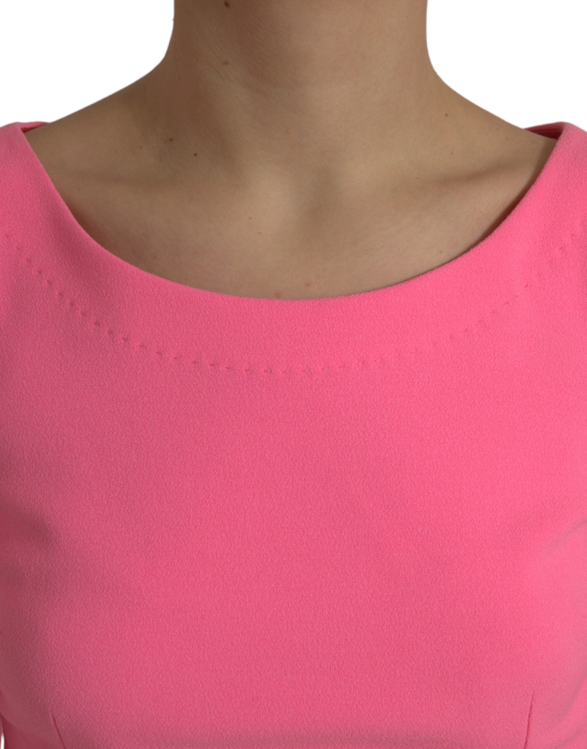 Rosa polyester långärmad fodralklänning i midimodell