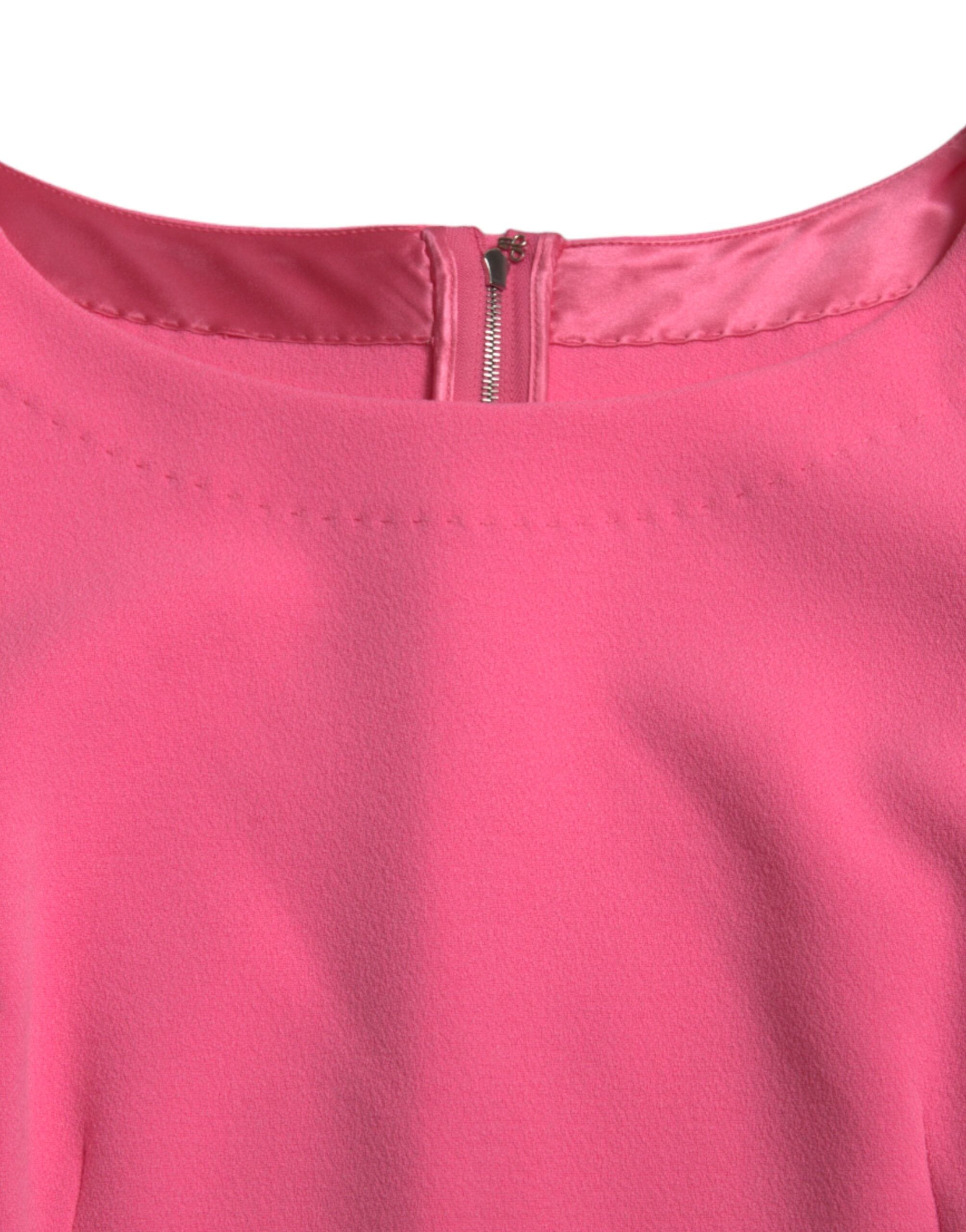 Rosa polyester långärmad fodralklänning i midimodell