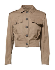Dolce & Gabbana Beige Cotton Button Up Fitted Cropped Jacket
