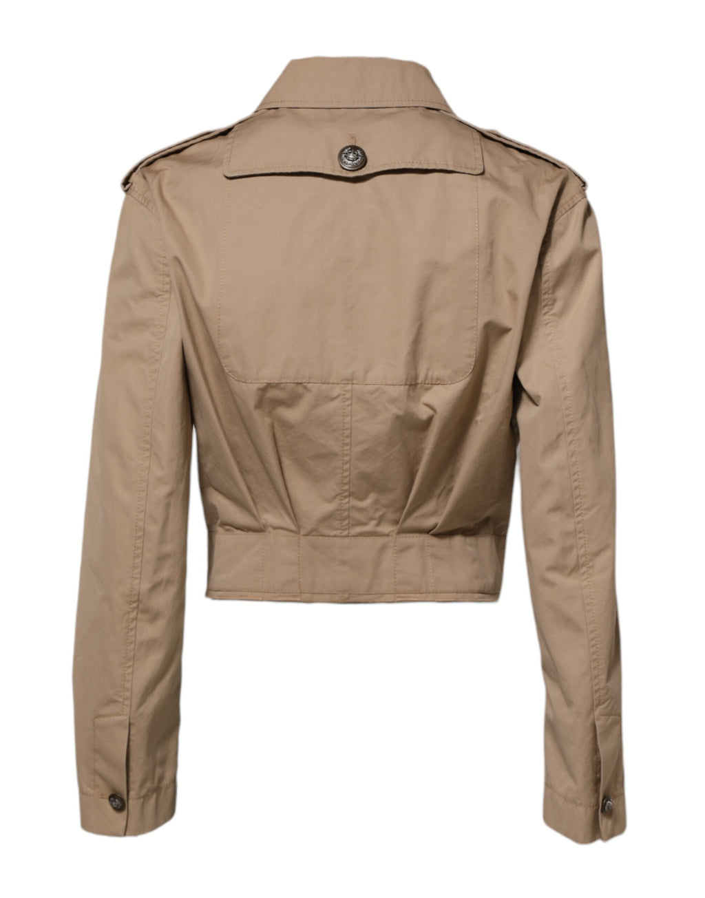 Beige bomullsjakke med knapper og tettsittende passform