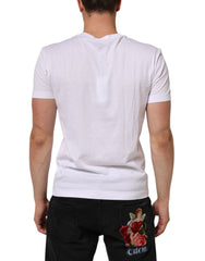 Dolce & Gabbana White Logo Print Cotton Men Crew Neck T-shirt