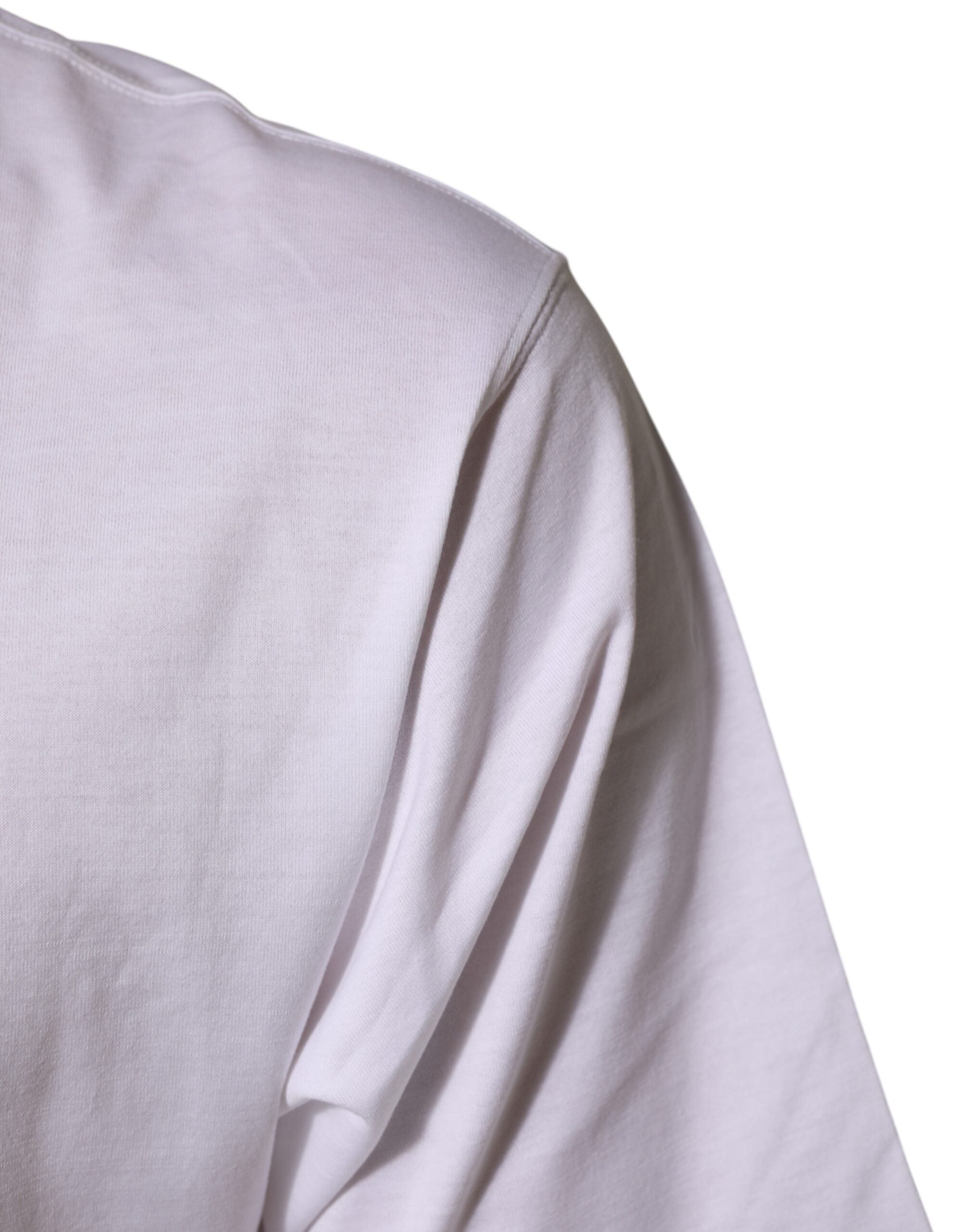 Dolce & Gabbana White Angel Print Cotton Men Crew Neck T-shirt