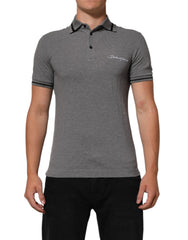 Dolce & Gabbana Gray Logo Embroidery Collared Polo T-shirt