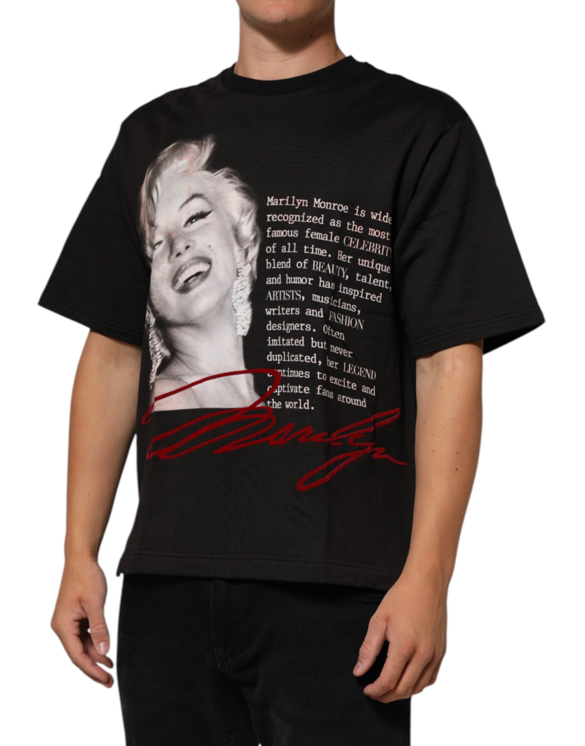 Svart Marilyn Monroe bomulls-T-skjorte med rund hals
