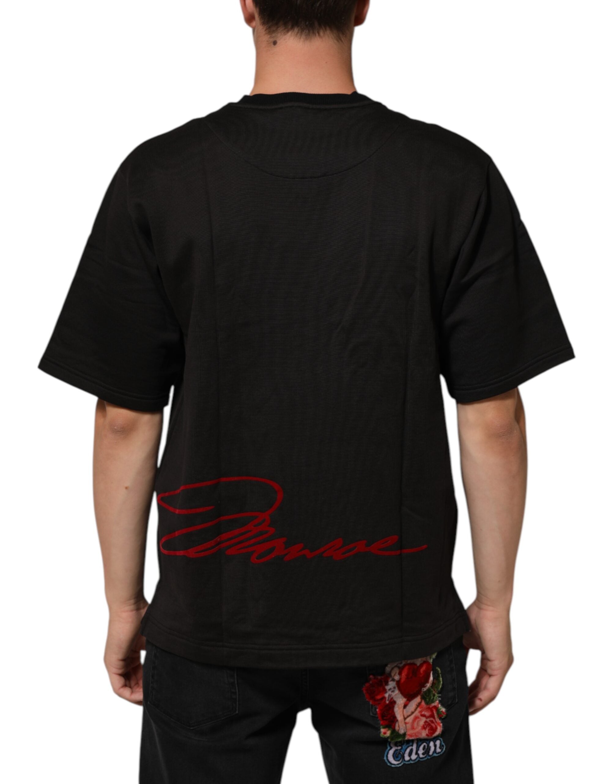 Svart Marilyn Monroe bomulls-T-skjorte med rund hals