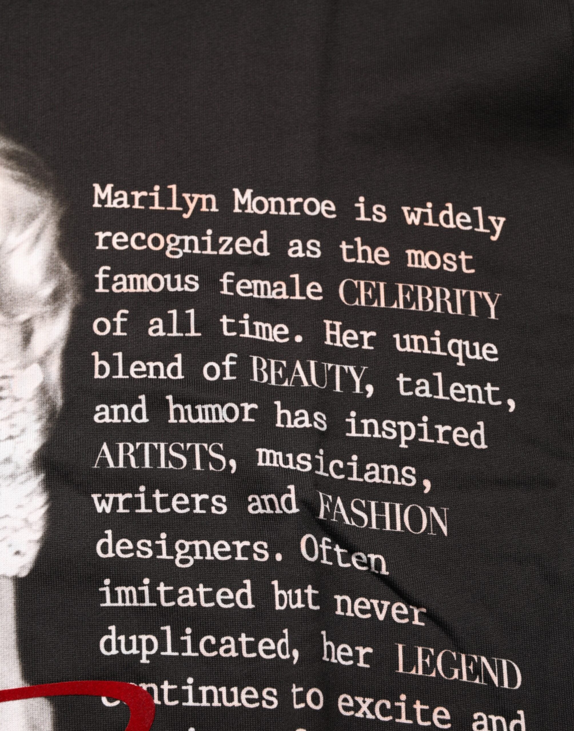 Svart Marilyn Monroe bomulls-T-skjorte med rund hals