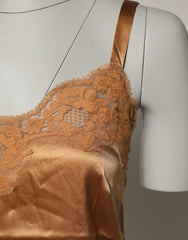 Dolce & Gabbana Brown Floral Lace Silk Satin Tank Lingerie Underwear