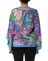 Dolce & Gabbana Multicolor Floral Print Silk Blouse Tunic Top