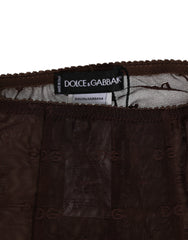 Dolce & Gabbana Brown Nylon Logo Lace Leggings Pants Underwear