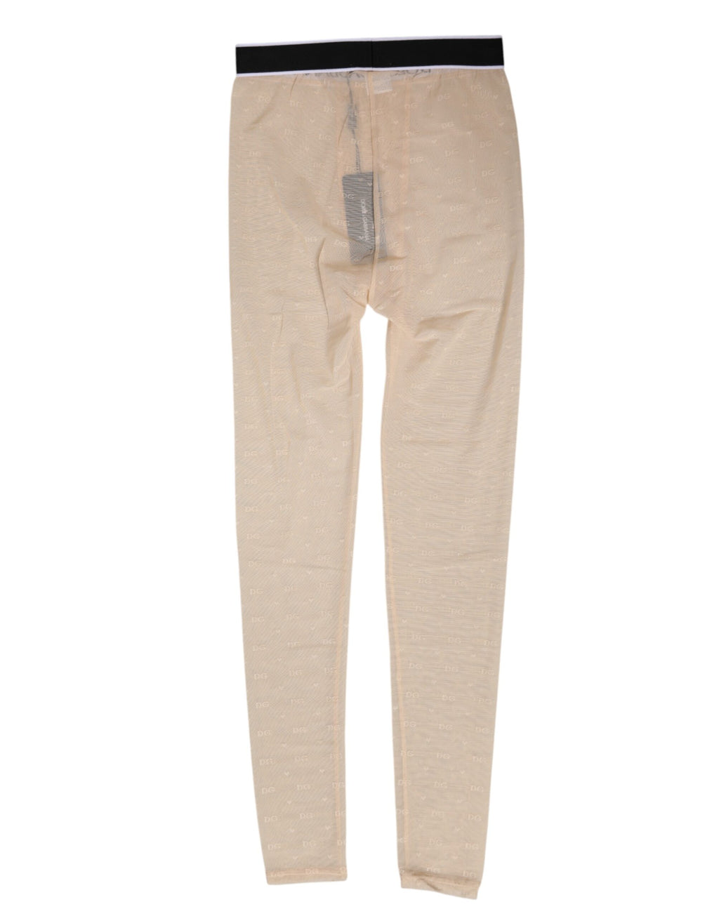 Beige nylonlogotypleggings med spetsunderkläder