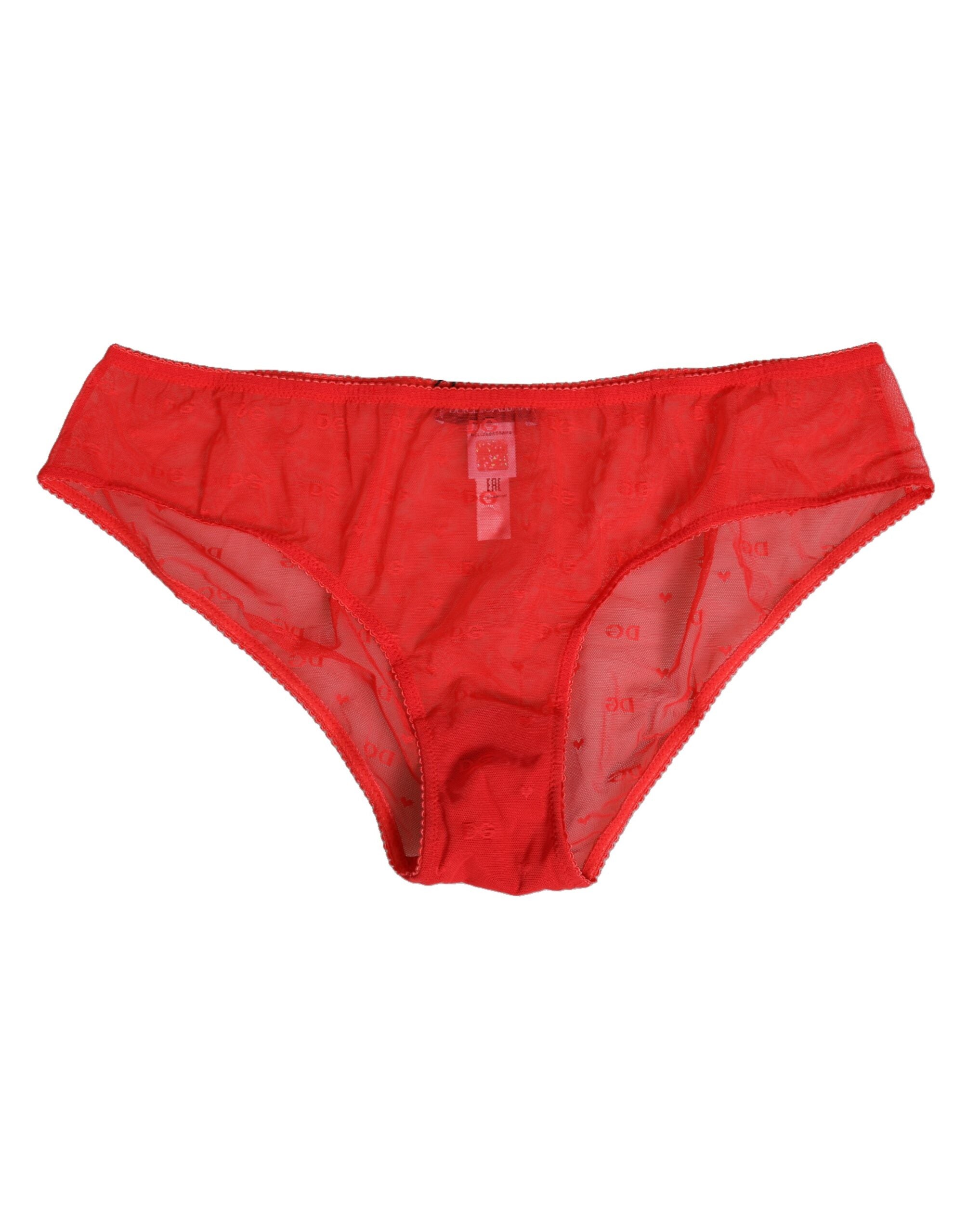 Röda nylon transparenta spetsunderkläder