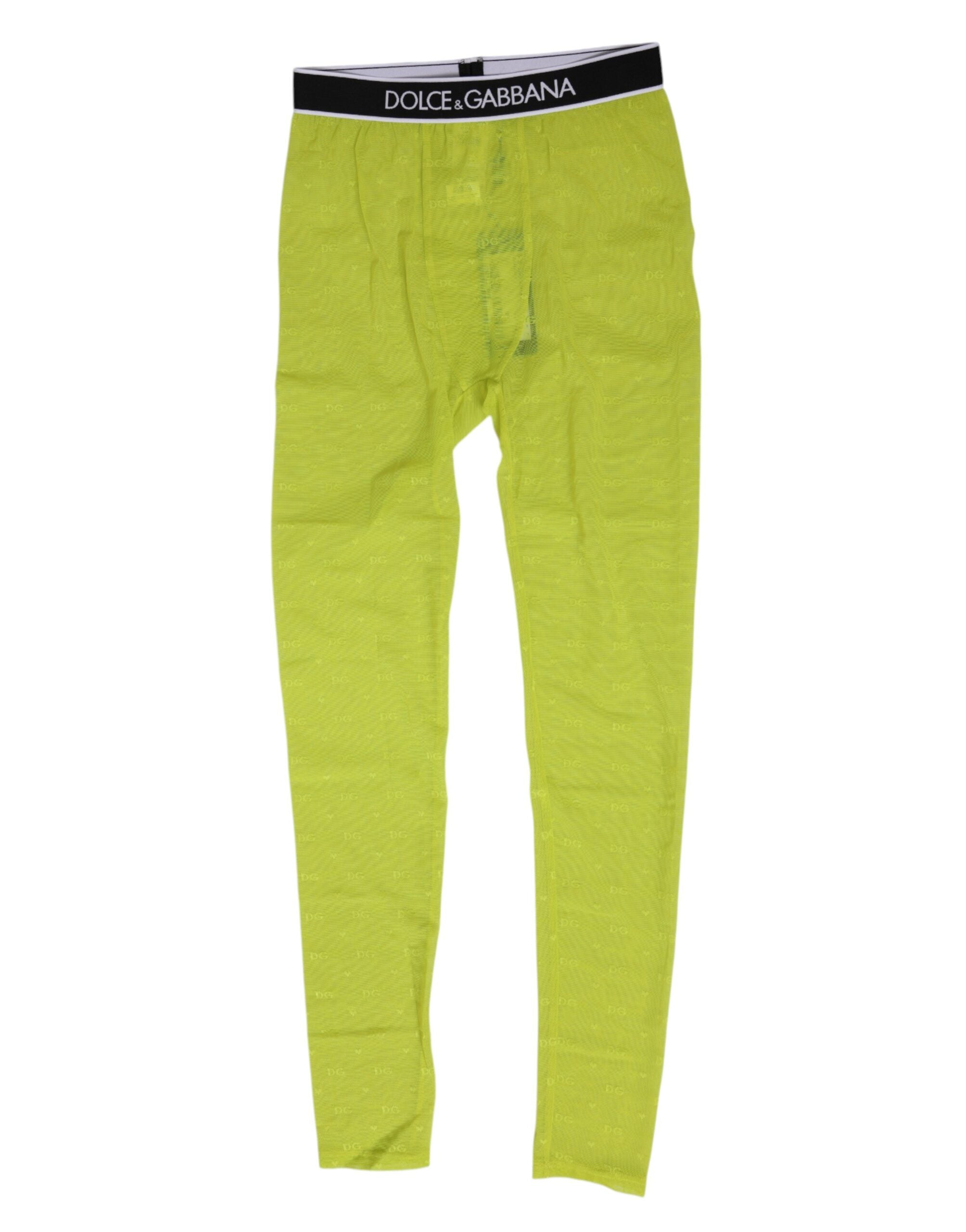 Neongröna nylonlogotypleggings med spetsunderkläder