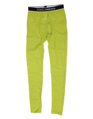 Dolce & Gabbana Neon Green Nylon Logo Lace Leggings Pants Underwear