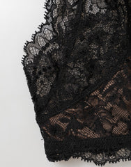 Dolce & Gabbana Black Floral Lace Mesh High Brief Panty  Underwear