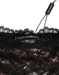 Dolce & Gabbana Black Floral Lace Mesh High Brief Panty  Underwear
