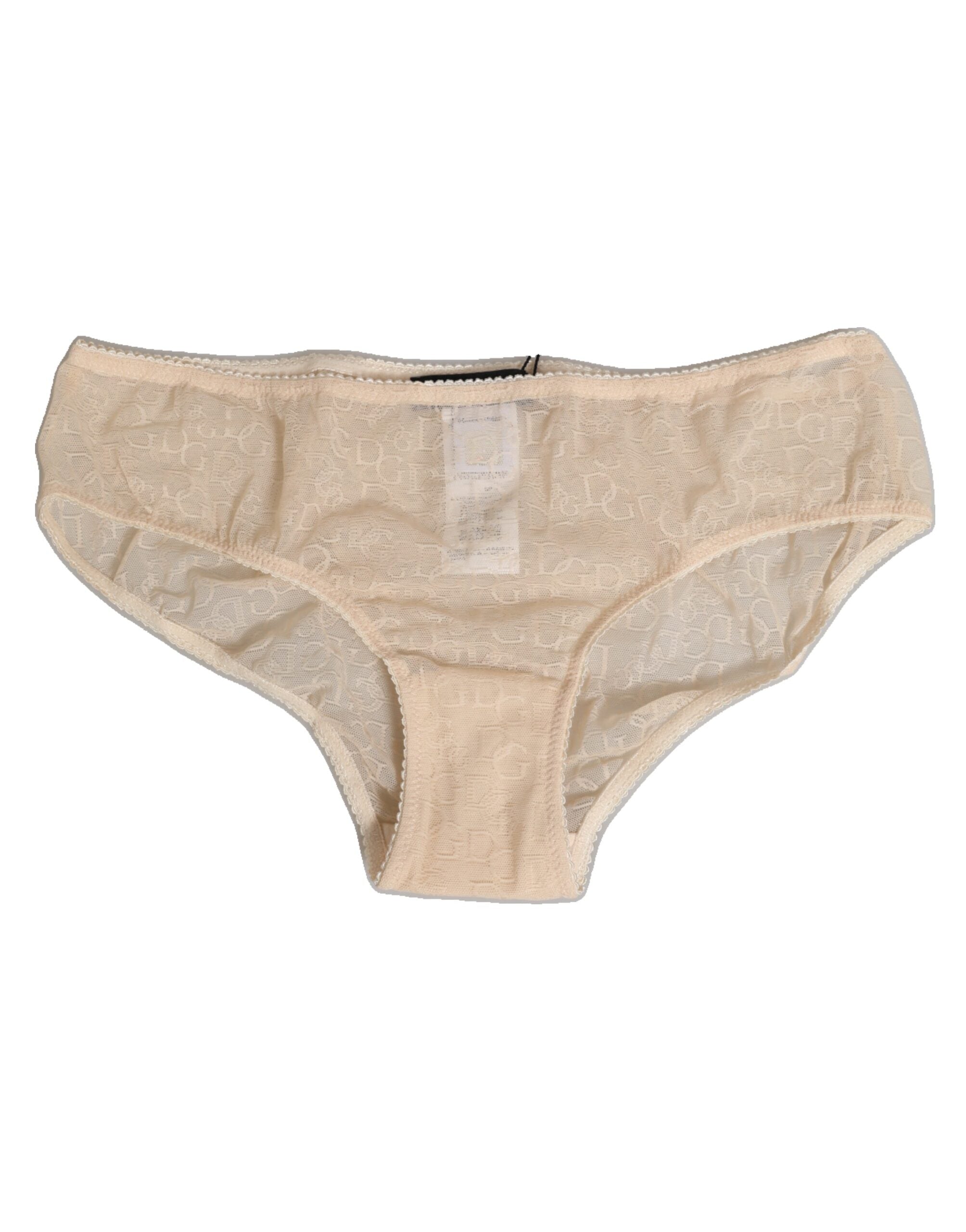 Beige DG-logotyp spetsunderkläder med medelhög midja