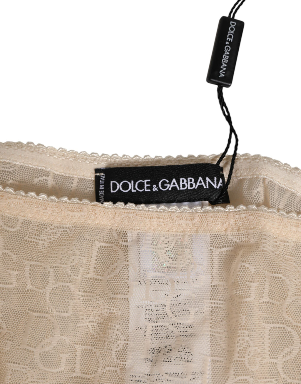 Beige DG-logotyp spetsunderkläder med medelhög midja