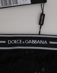 Dolce & Gabbana Black Lace Slip Brief Logo Waistband  Underwear