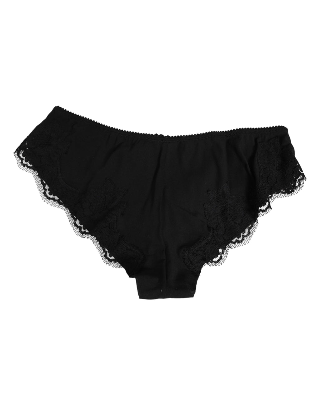 Svarta siden-satin blommiga spets trosor underkläder