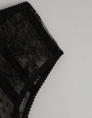Dolce & Gabbana Black Lace Polka Dot Mesh High Waist Underwear
