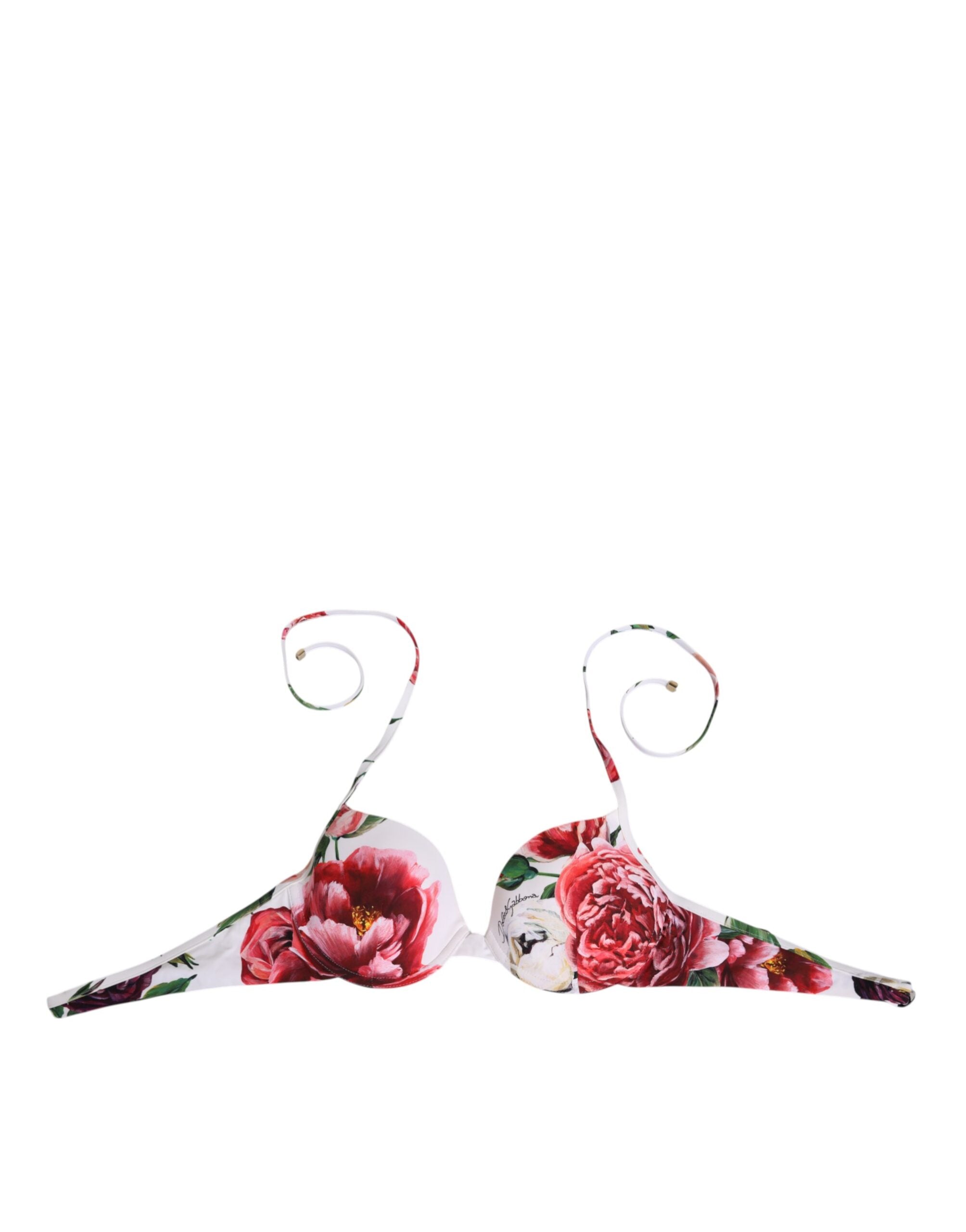 Vit blommig halterneck bikiniöverdel