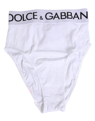 Dolce & Gabbana White Cotton Stretch High Waist Panty Underwear