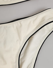 Dolce & Gabbana Beige Logo Swimsuit 2 Piece Top Bottom Swimwear