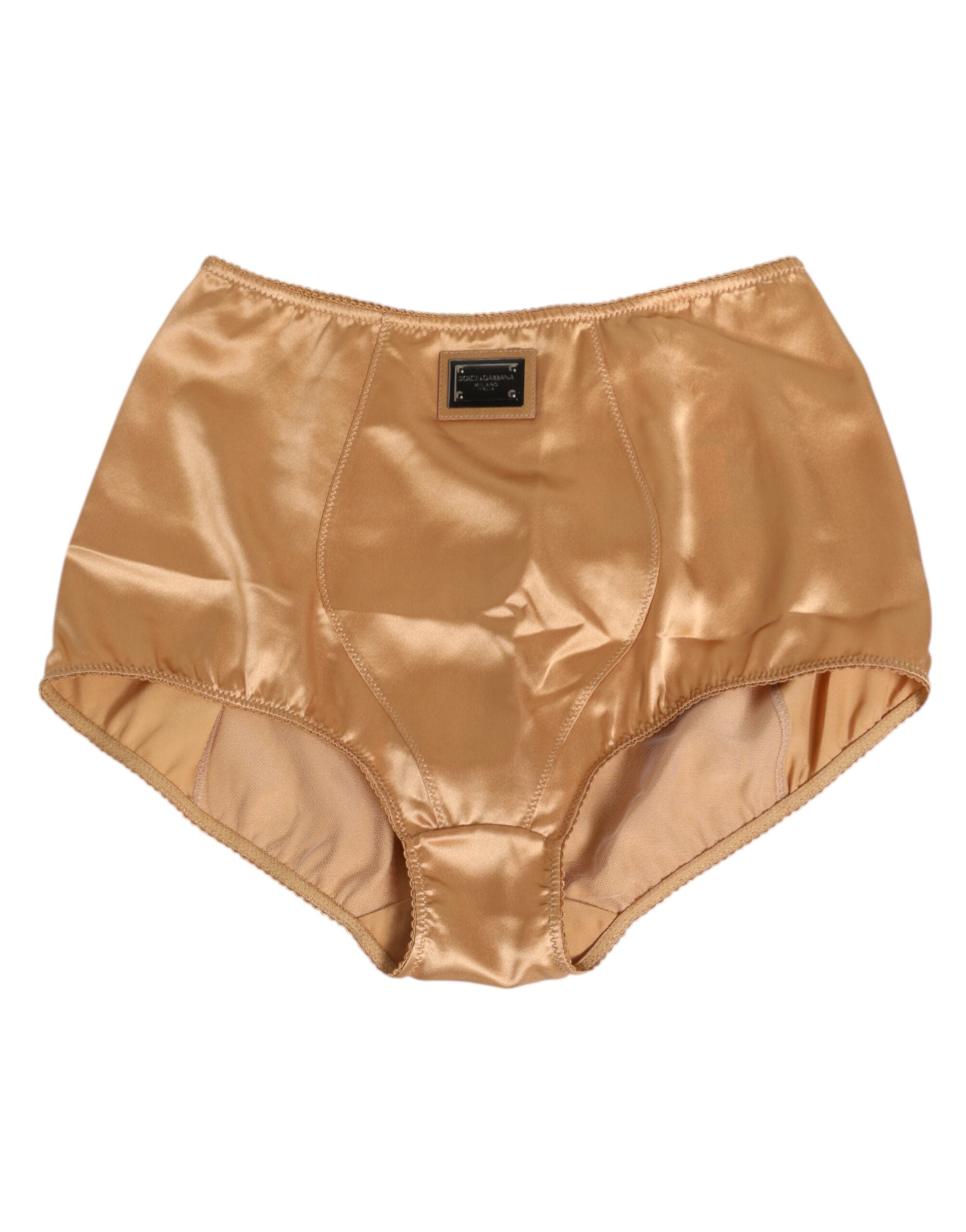 Beige sidenunderkläder med stretch och hög midja