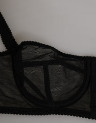 Dolce & Gabbana Black Floral Underwired Balconette Bra Underwear