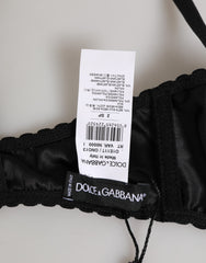 Dolce & Gabbana Black Silk Underwired Balconette Bra Underwear