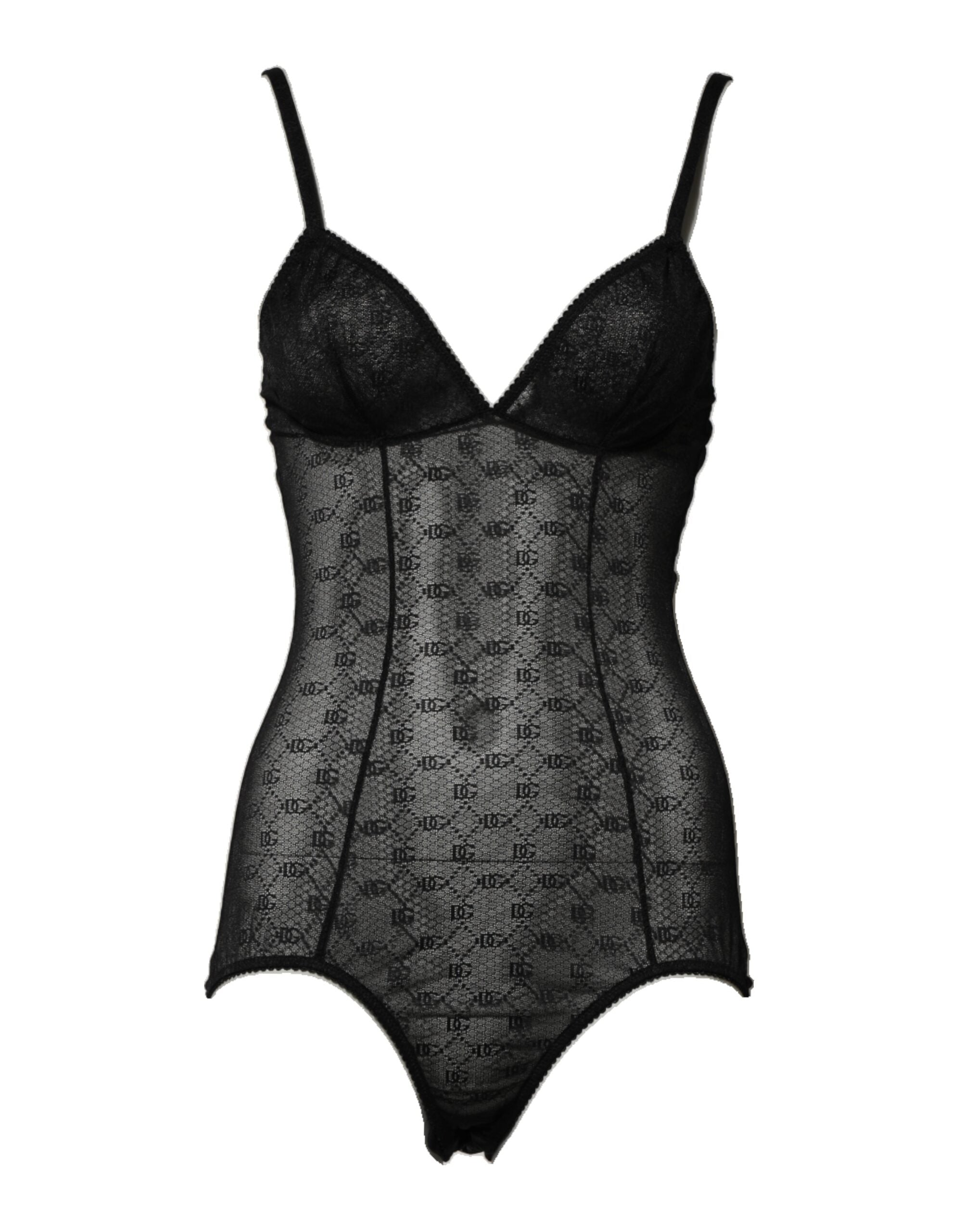 Svart nylon stretchbody underkläder underkläder