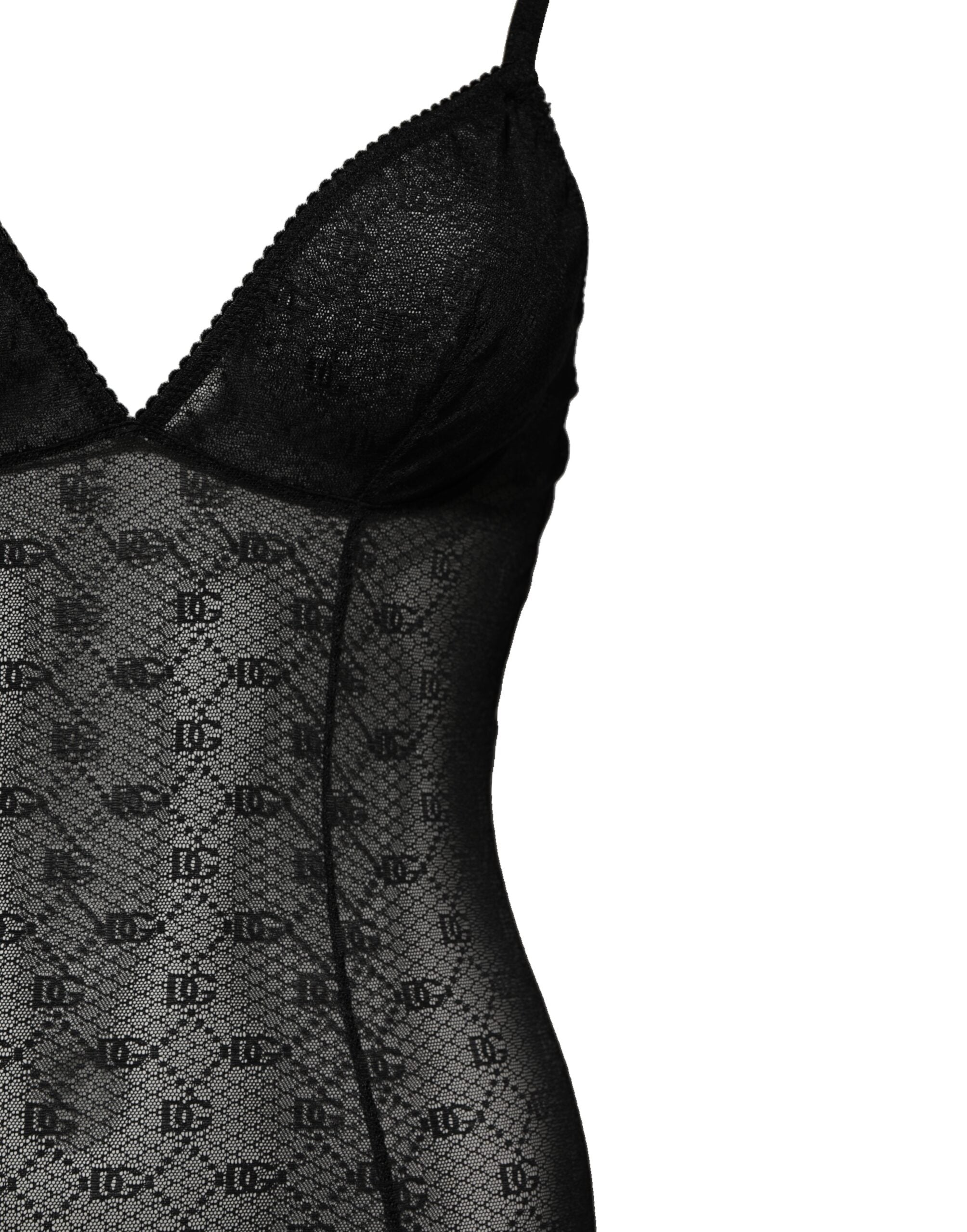 Svart nylon stretchbody underkläder underkläder