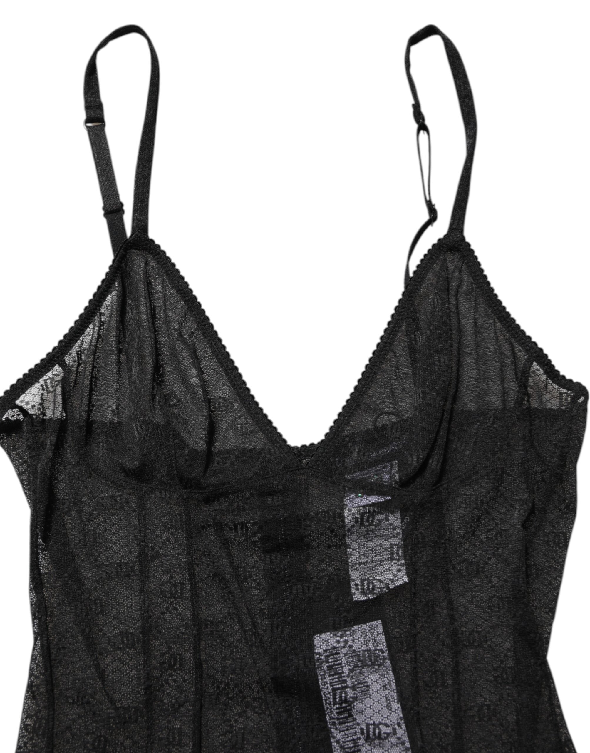 Svart nylon stretchbody underkläder underkläder