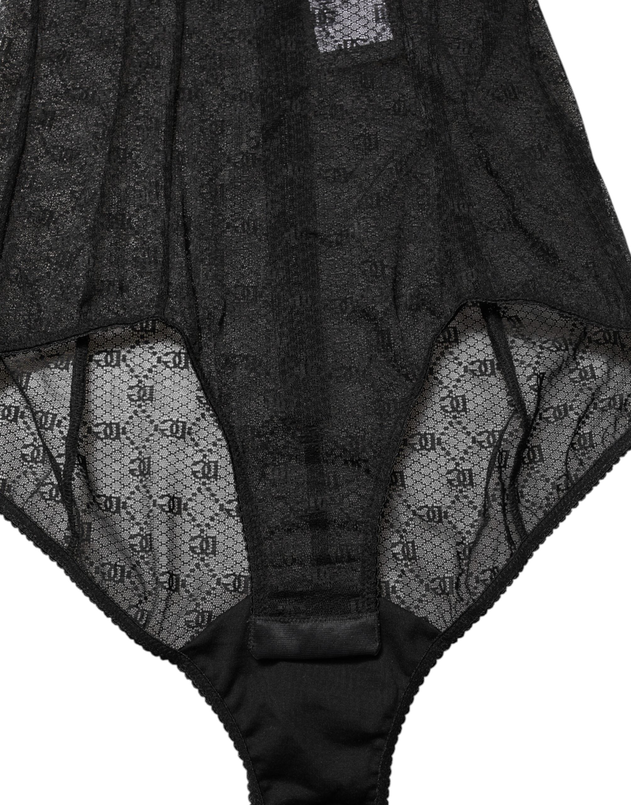 Svart nylon stretchbody underkläder underkläder