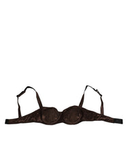 Dolce & Gabbana Brown Silk Underwired Balconette Bra Underwear